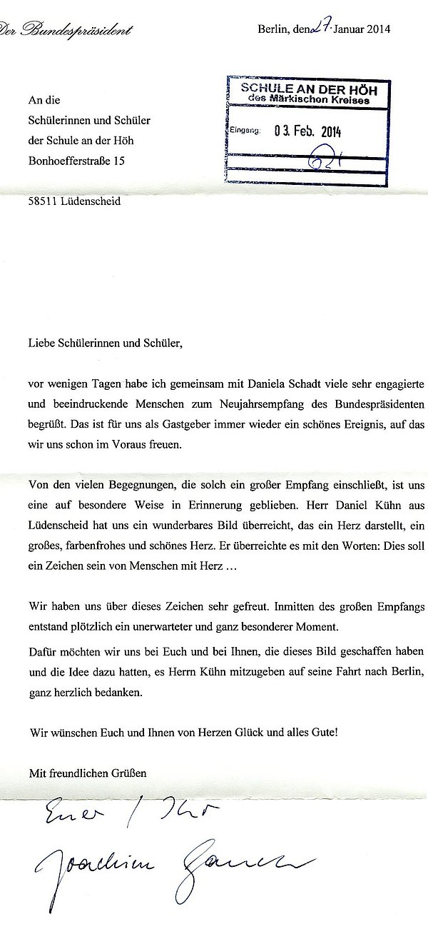 Brief vom Bundespräsident