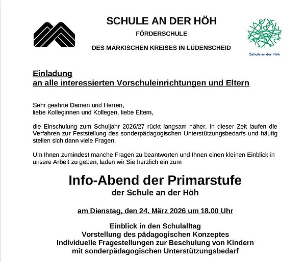 Einladung zum Elterninfoabend