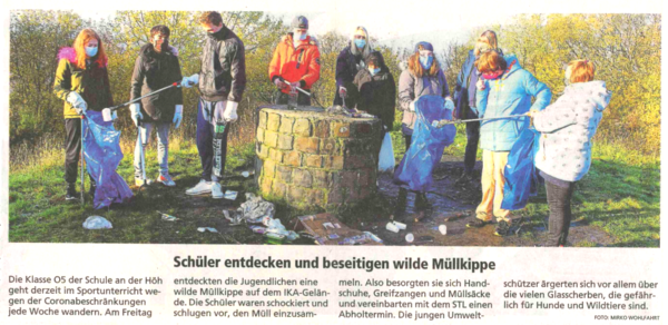 Lüdenscheider Nachrichten berichten über eine Müllsammelaktion der Klasse O5