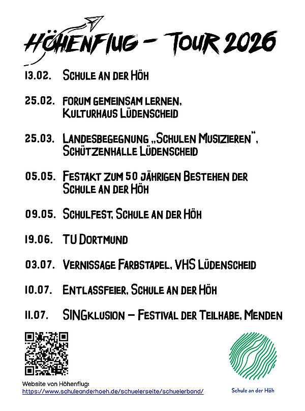 Tourplan der Band Höhenflug